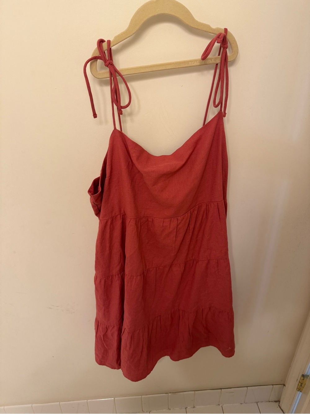 Abercrombie & Fitch red tiered mini dress with tie straps